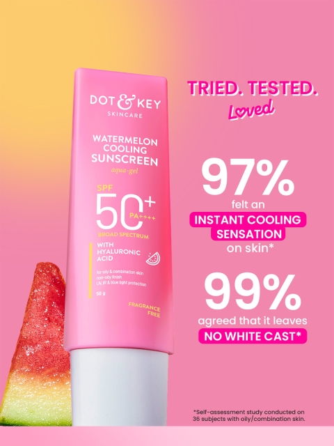Dot & Key Watermelon Cooling Sunscreen SPF 50+ PA++++ With Hyaluronic Acid 80g 5 Dot & Key Watermelon Cooling Sunscreen SPF 50+ PA++++ With Hyaluronic Acid 80g