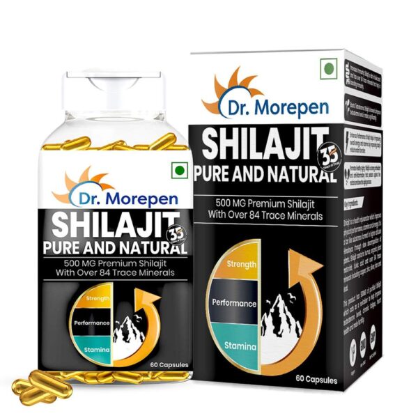 Dr. Morepen Shilajit Capsules For Strength, Stamina & Vigor - Unflavoured, 60 Caps