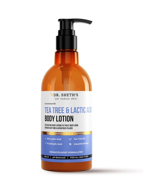 DR. SHETHS Tea Tree & Lactic Acid Body Lotion with Salicylic Acid & Liquorice - 300 ml 2 DR. SHETHS Tea Tree & Lactic Acid Body Lotion with Salicylic Acid & Liquorice - 300 ml
