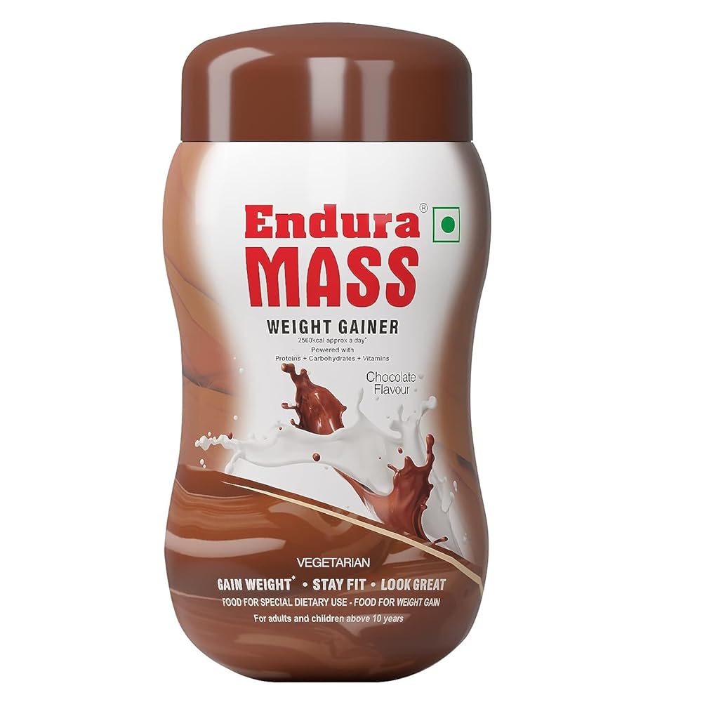Endura Mass Weight Gainer Powder 500 G Chocolate Flavour 1 Endura Mass Weight Gainer Powder 500 G Chocolate Flavour|Unique Blend Of 3 Sources Of Protein,Carbs,Vitamins & Essential Minerals|For Children Above 10 Years,Men,Women &...