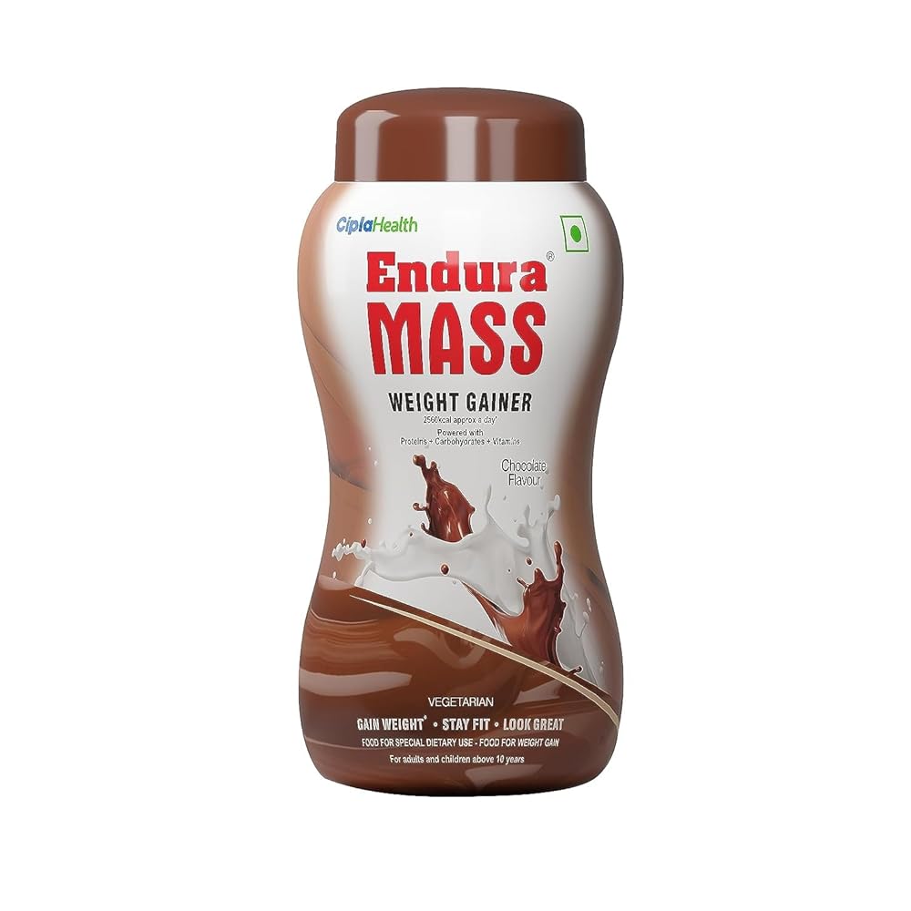 Endura Mass Weight Gainer Powder| Mass Gainer | Gain Weight, Post Workout, 74 g Carbohydrate, 15 g Protein, Healthy Fats (Chocolate, 1 Kg) 1 Endura Mass Weight Gainer Powder| Mass Gainer | Gain Weight, Post Workout, 74 g Carbohydrate, 15 g Protein, Healthy Fats (Chocolate, 1 Kg)