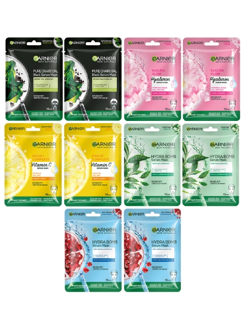 Garnier Skin Naturals Set of 10 Serum Face Sheet Masks for All Skin Types - 280 g
