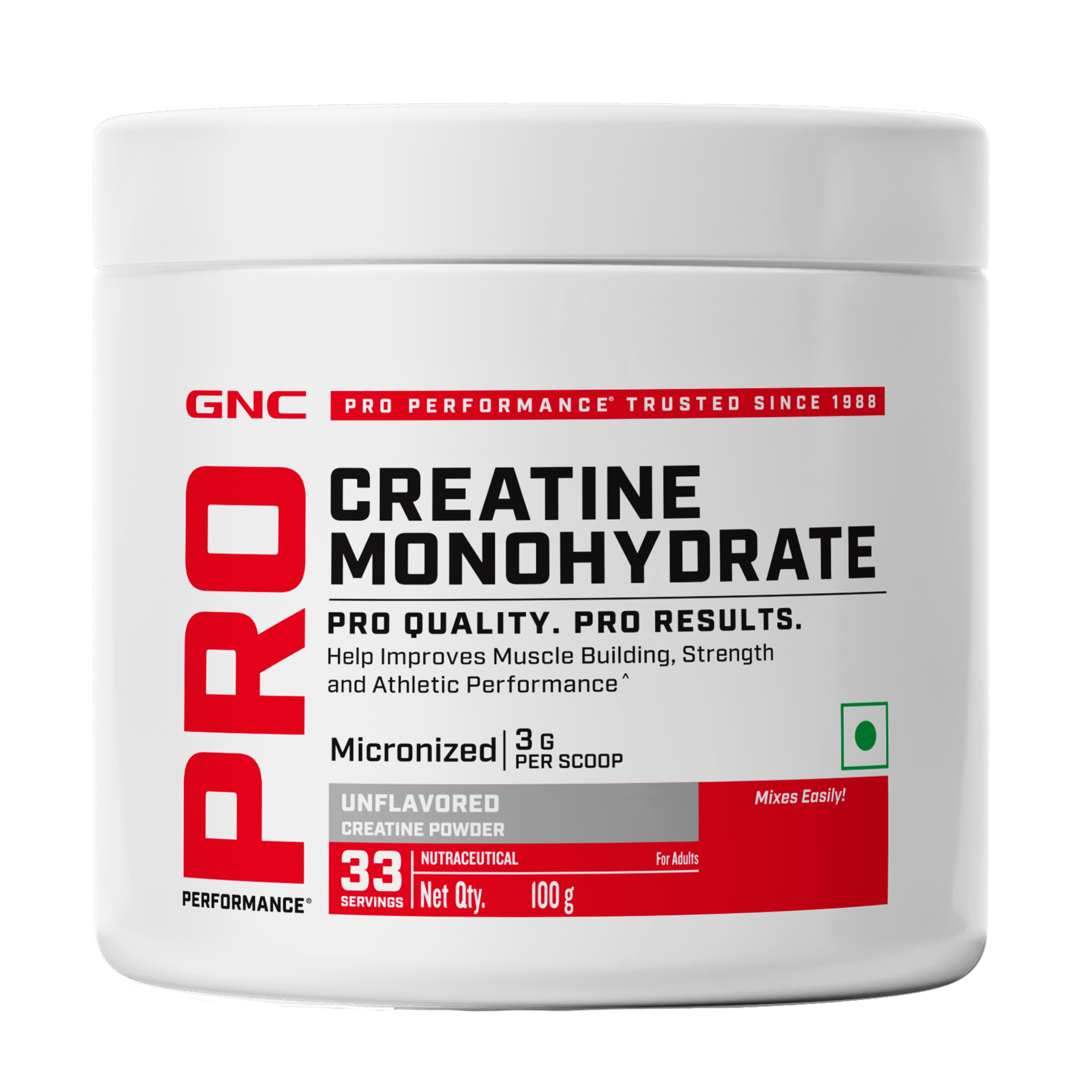 GNC Pro Performance Creatine Monohydrate - 100 gm (0.22 Lb), Unflavoured 1 GNC Pro Performance Creatine Monohydrate - 100 gm (0.22 Lb), Unflavoured