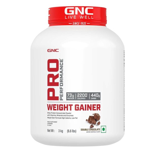 GNC Pro Performance Weight Gainer|3 Kg|Healthy Body Gains|Reduces Muscle Breakdown|Increases Energy & Endurance|73g Protein|440g Carbs|2200 Cal|Double Chocolate, powder, 1...