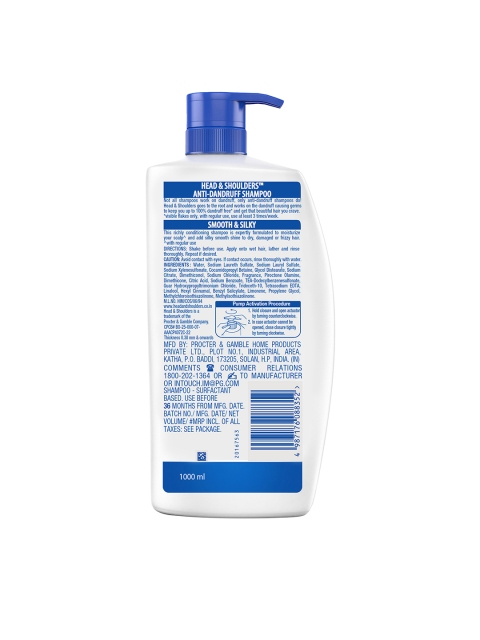 Head & Shoulders Unisex Smooth & Silky Shampoo 1 Litre 2 Head & Shoulders Unisex Smooth & Silky Shampoo 1 Litre
