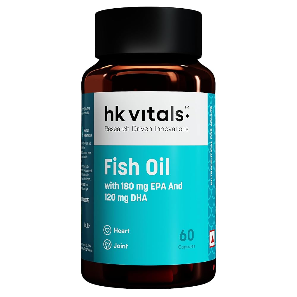 HealthKart HK Vitals Fish Oil For Men And Women (60 Capsules) | 1000mg Omega 3 with 180mg EPA & 120mg DHA | For Brain, Heart, Eyes, and Joints Health 1 HealthKart HK Vitals Fish Oil For Men And Women (60 Capsules) | 1000mg Omega 3 with 180mg EPA & 120mg DHA | For Brain, Heart, Eyes, and Joints Health