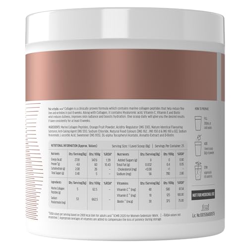 HealthKart hk vitals Skin Radiance Marine Collagen Supplement (Orange,200g)|Vitamin C,E,Sodium Hyaluronate|For Healthy Skin,Hair & Nails,powder,1 count,25 Servings 4 HealthKart hk vitals Skin Radiance Marine Collagen Supplement (Orange,200g)|Vitamin C,E,Sodium Hyaluronate|For Healthy Skin,Hair & Nails,powder,1 count,25 Servings