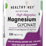 HealthyHey Nutrition Magnesium Glycinate High Absorption for Sleep, Cramps, & Nerves Health -120 Vegetable Capsules