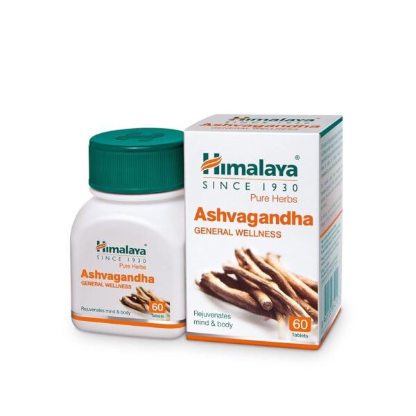 Himalaya Ashvagandha General Wellness Tablets | Stress Relief | Rejuvenates Mind & Body - 60 Tablets