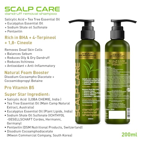 Keya Seth Aromatherapy, Scalp care Dandruff Removal Shampoo with Salicylic Acid, Tea Tree & Eucalyptus Oil –Reduces Dandruff & Flakes Itchy scalp 200ml 2 Keya Seth Aromatherapy, Scalp care Dandruff Removal Shampoo with Salicylic Acid, Tea Tree & Eucalyptus Oil –Reduces Dandruff & Flakes Itchy scalp 200ml