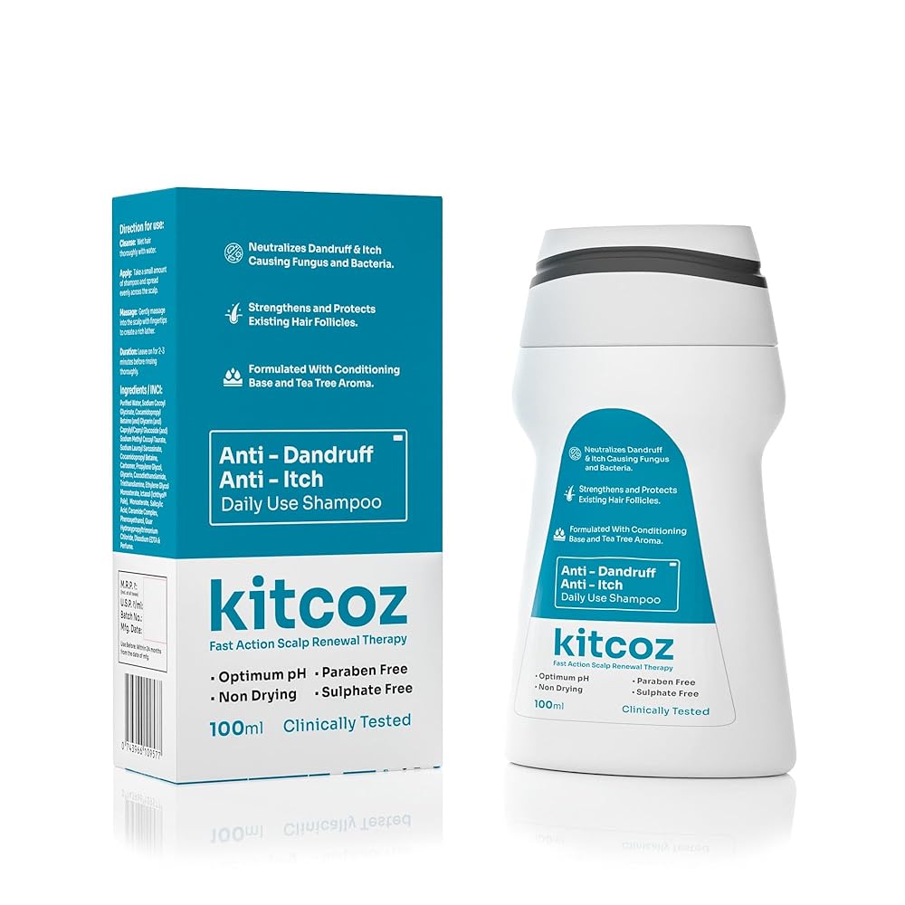 Kitcoz Daily Anti Dandruff & Anti Itch Shampoo (Non-Drying) 1 Kitcoz Daily Anti Dandruff & Anti Itch Shampoo (Non-Drying) | Reduces Up To 100% Dandruff & Itching From Source | Ceramide Complex & Salicylic Acid To Strengthen & Condition...