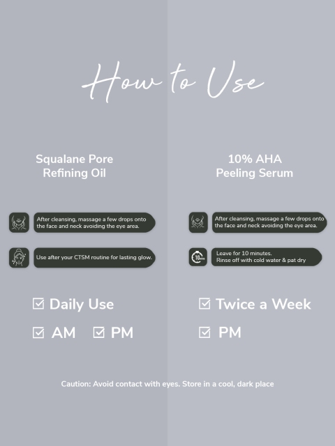 Koric Set of 10% AHA Peeling Serum & Squalane Pore Refining Oil - 30 ml Each 4 Koric Set of 10% AHA Peeling Serum & Squalane Pore Refining Oil - 30 ml Each