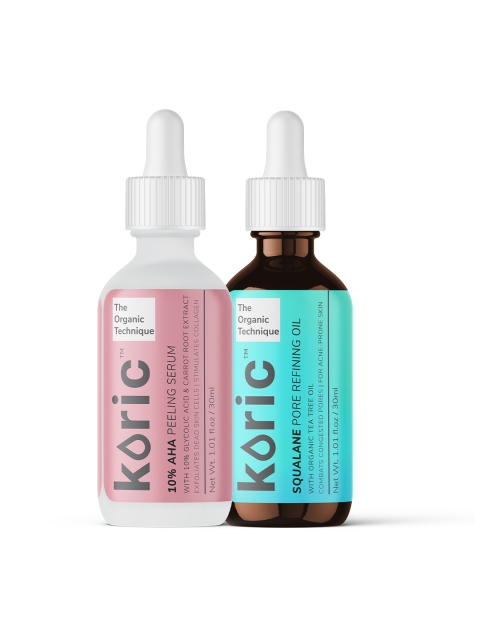 Koric Set of 10% AHA Peeling Serum & Squalane Pore Refining Oil - 30 ml Each