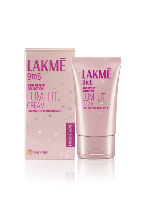 Lakme 9 To 5 Lumi Lit Cream - Highlighter + Moisturizer with Hyaluronic Acid 30g-Dewy Rose