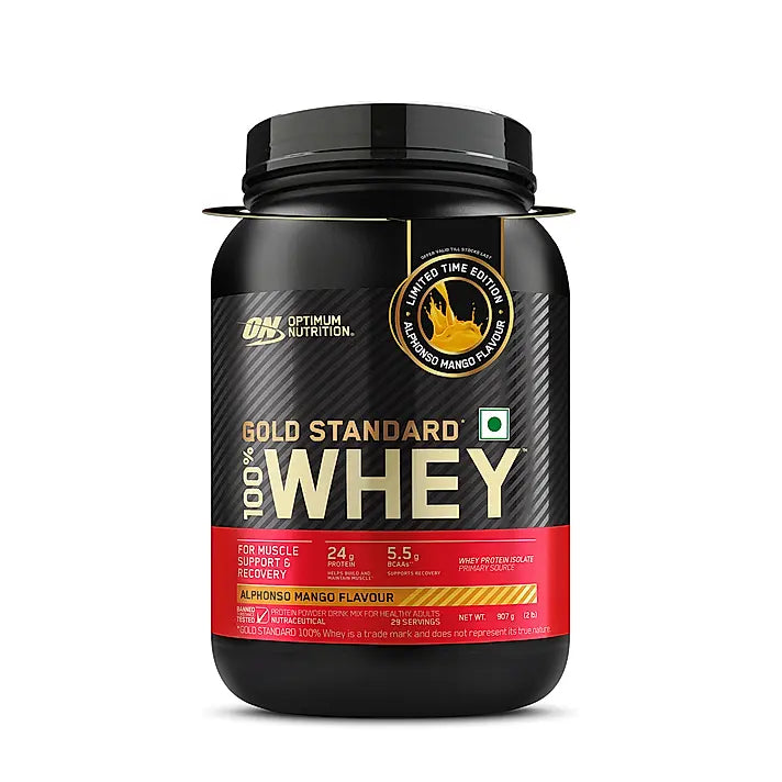 Limited Edition Optimum Nutrition (ON) Gold Standard 100% Whey Protein Powder 2 lb, 907g (Alphonso Mango) 1 Limited Edition Optimum Nutrition (ON) Gold Standard 100% Whey Protein Powder 2 lb, 907g (Alphonso Mango)