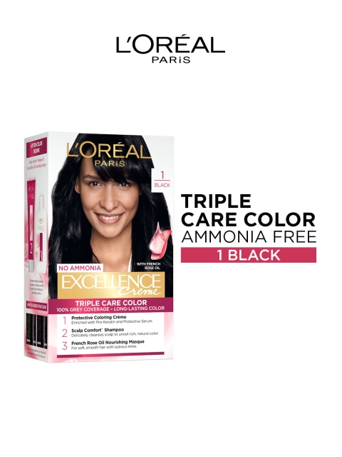 LOreal Paris Excellence Creme Triple Care No Ammonia Hair Color 72ml+100g - Black 1