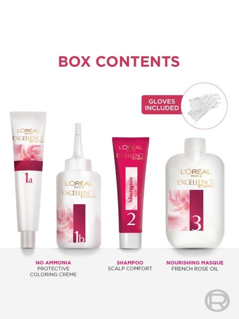 LOreal Paris Excellence Creme Triple Care No Ammonia Hair Color 72ml+100g - Black 1 4 LOreal Paris Excellence Creme Triple Care No Ammonia Hair Color 72ml+100g - Black 1