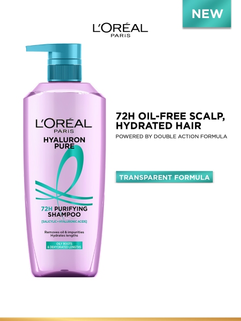 LOreal Paris Hyaluron Pure 72H Purifying Shampoo for Oily Scalp - Dry Hair - 800ml
