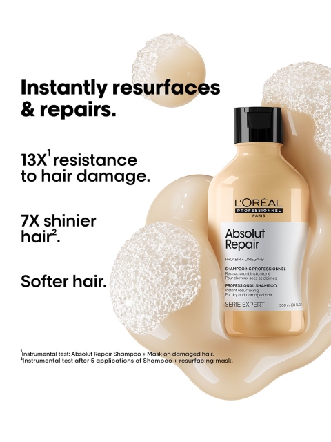 LOreal Professionnel Absolut Repair Shampoo for Dry Hair with Protein & Omega-9 - 300ml 3 LOreal Professionnel Absolut Repair Shampoo for Dry Hair with Protein & Omega-9 - 300ml