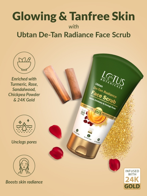 Lotus Botanicals Ubtan De-Tan Radiance Face Scrub with 24K Gold - 100g 4 Lotus Botanicals Ubtan De-Tan Radiance Face Scrub with 24K Gold - 100g