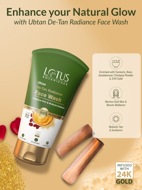 Lotus Botanicals Ubtan De-Tan Radiance Infused with 24K Gold Face Wash - 100 ml 3 Lotus Botanicals Ubtan De-Tan Radiance Infused with 24K Gold Face Wash - 100 ml
