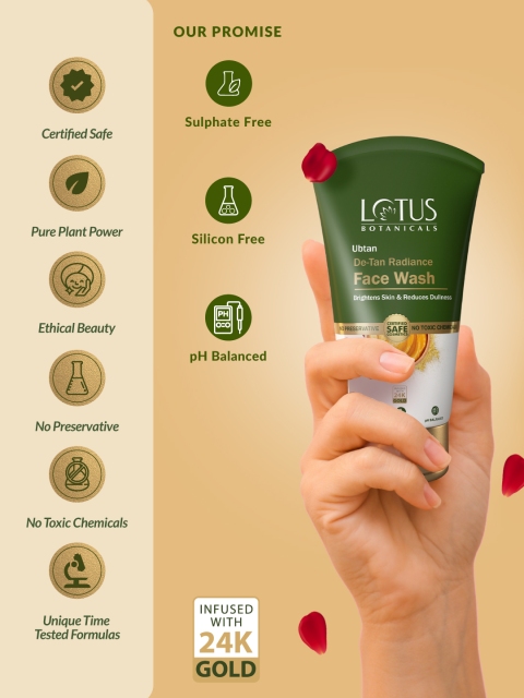 Lotus Botanicals Ubtan De-Tan Radiance Infused with 24K Gold Face Wash - 100 ml 5 Lotus Botanicals Ubtan De-Tan Radiance Infused with 24K Gold Face Wash - 100 ml