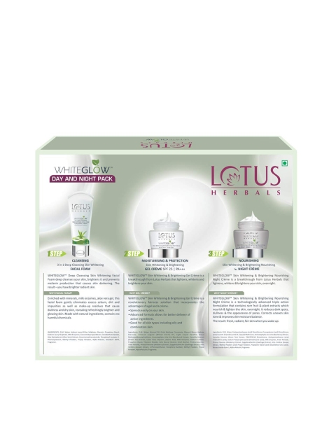 Lotus Herbals White Glow Day Night Pack with Facial Wash - 60g + 60g + 100g 3 Lotus Herbals White Glow Day Night Pack with Facial Wash - 60g + 60g + 100g