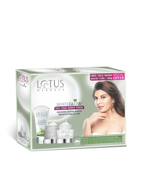 Lotus Herbals White Glow Day Night Pack with Facial Wash - 60g + 60g + 100g