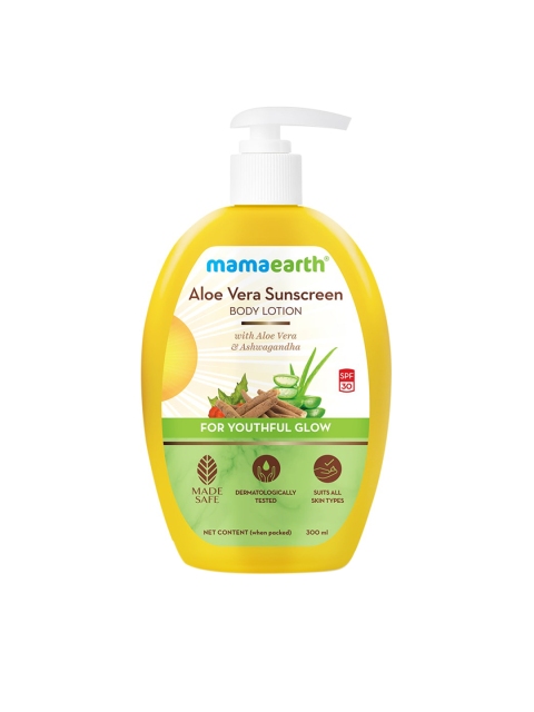 Mamaearth Aloe Vera SPF 30 Sunscreen Body Lotion with Ashwagandha - 300 ml 2 Mamaearth Aloe Vera SPF 30 Sunscreen Body Lotion with Ashwagandha - 300 ml