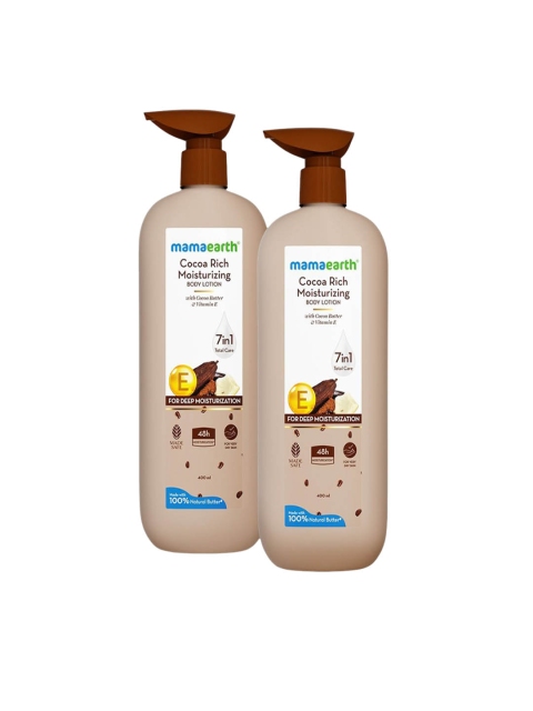 Mamaearth Set Of 2 Cocoa Rich Moisturizing Body Lotion With Vitamin E - 400 ml Each