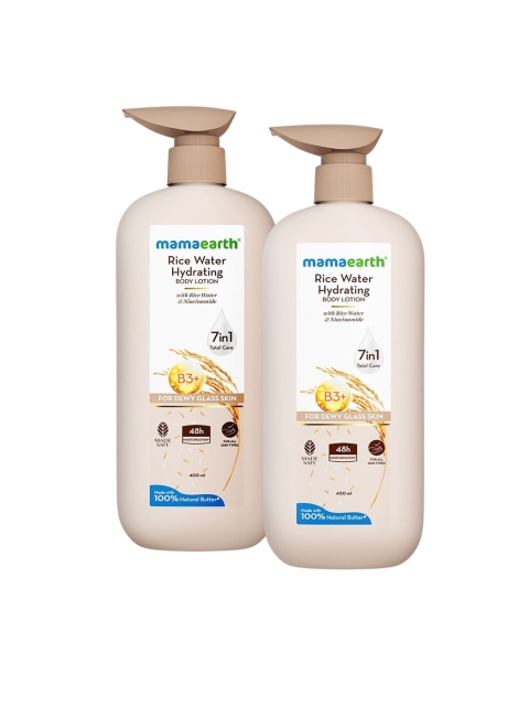 Mamaearth Set Of 2 Rice Water Hydrating Body Lotion - 400 ml Each