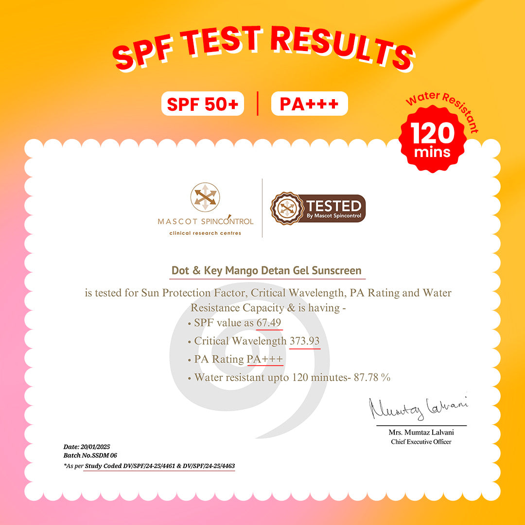 Mango + Detan Gel Sunscreen (Oil Free), SPF 50+ PA+++ 5 Mango + Detan Gel Sunscreen (Oil Free), SPF 50+ PA+++