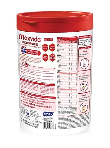 Maxvida High Protein to help build Muscle mass and strength in Adults & Elderly (400g, Vanilla Flavored) 2 Maxvida High Protein to help build Muscle mass and strength in Adults & Elderly (400g, Vanilla Flavored)