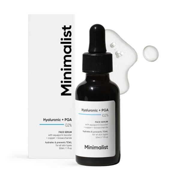 Minimalist 2% Hyaluronic Acid + PGA Serum for Intense Hydration, Glowing Skin & Fine Lines | Daily Hydrating Face Serum For Women & Men with Dry, Normal & Oily Skin | 30 ml