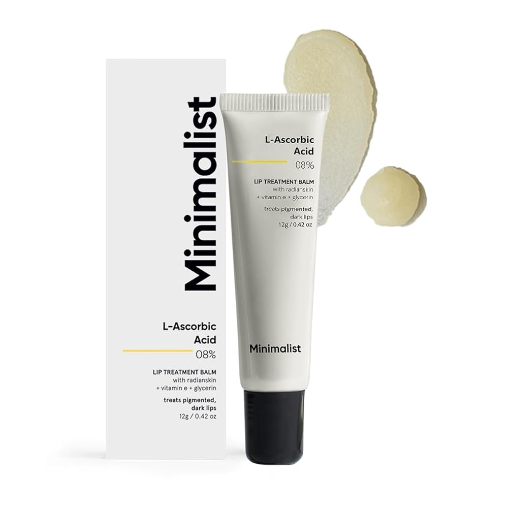 Minimalist 8% L-Ascorbic Acid Lip Treatment Balm with Vitamin E, Radianskin & Glycerine for Pigmented & Dark Lips | For Women & Men | 12 gm 1 Minimalist 8% L-Ascorbic Acid Lip Treatment Balm with Vitamin E, Radianskin & Glycerine for Pigmented & Dark Lips | For Women & Men | 12 gm