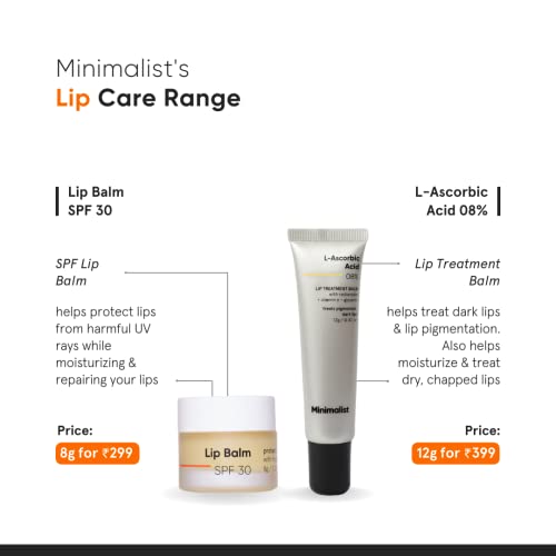 Minimalist 8% L-Ascorbic Acid Lip Treatment Balm with Vitamin E, Radianskin & Glycerine for Pigmented & Dark Lips | For Women & Men | 12 gm 6 Minimalist 8% L-Ascorbic Acid Lip Treatment Balm with Vitamin E, Radianskin & Glycerine for Pigmented & Dark Lips | For Women & Men | 12 gm