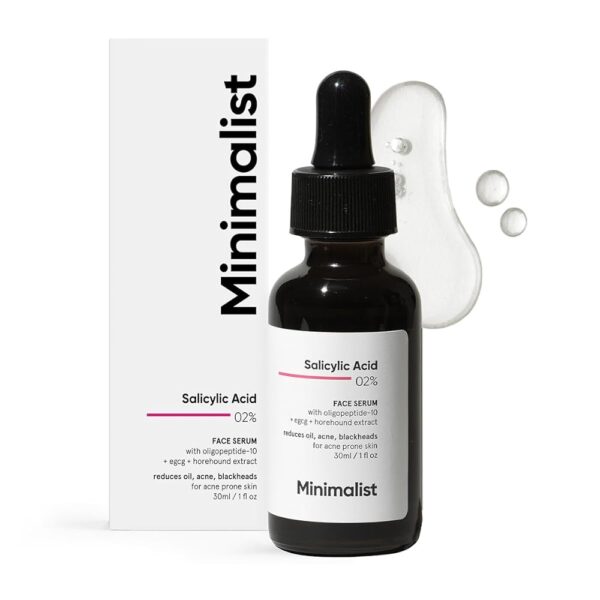 Minimalist Anti-Acne 2% Salicylic Acid Face Serum for All Skin Types | Reduces Blackheads,Oiliness, Excess Oil & Bumpy Texture | BHA Based Exfoliant | 30 ml