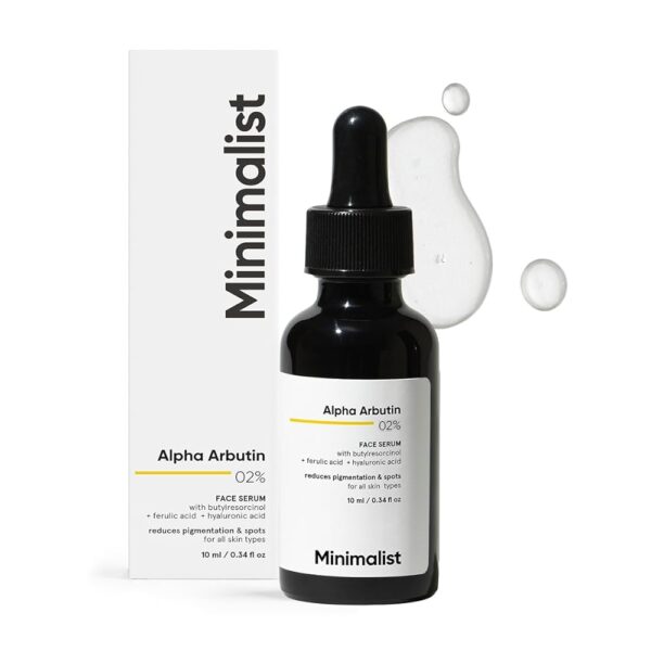 Minimalist Dark Spots Removal Serum with 2% Alpha Arbutin for Hyperpigmentation | Face Serum with Hyaluronic Acid & Butylresorcinol for Blemishes, Acne Marks & Tanning |...