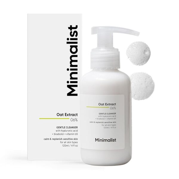 Minimalist Gentle Face Wash With 6% Oat Extract & Hyaluronic Acid For Sensitive Skin (Dry to Normal) | Sulphate Free | Non-Drying | Fragrance Free | Gentle Cleanser (120 ML)