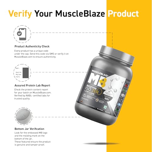 MuscleBlaze Biozyme Iso-Zero, Low Carb Whey Protein Isolate Powder, 27g Isolate Whey Per Scoop (Ice Cream Chocolate, 1kg / 2.2lbs) | 5 MuscleBlaze Biozyme Iso-Zero, Low Carb Whey Protein Isolate Powder, 27g Isolate Whey Per Scoop (Ice Cream Chocolate, 1kg / 2.2lbs) | USA Patent-Published Enhanced Absorption...