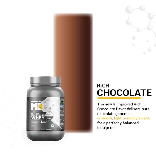 MuscleBlaze Biozyme Performance Whey Protein Powder, Rich Chocolate (1kg / 2.2lbs) | 25g Protein Per Scoop | Clinically Tested 50% Higher Protein Absorption 4 MuscleBlaze Biozyme Performance Whey Protein Powder, Rich Chocolate (1kg / 2.2lbs) | 25g Protein Per Scoop | Clinically Tested 50% Higher Protein Absorption