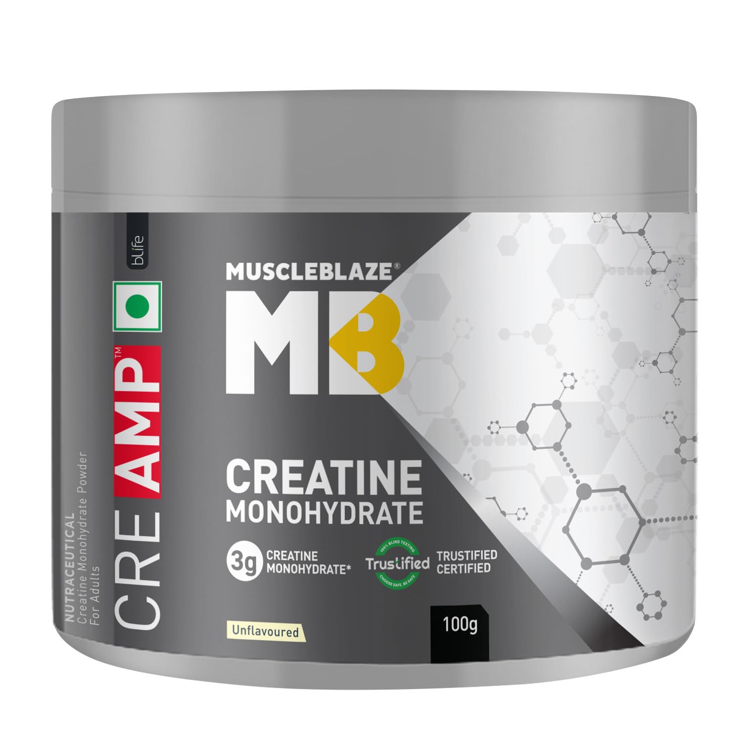 MuscleBlaze Creatine Monohydrate Cre AMP - 100 gm (0.22 Lb), Unflavoured 1 MuscleBlaze Creatine Monohydrate Cre AMP - 100 gm (0.22 Lb), Unflavoured