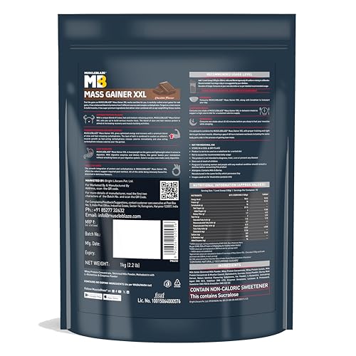 MuscleBlaze Mass Gainer XXL (Chocolate, 1kg / 2.2lbs, 10 Servings) | With Complex Carbs, High Protein & Digestive Enzymes 2 MuscleBlaze Mass Gainer XXL (Chocolate, 1kg / 2.2lbs, 10 Servings) | With Complex Carbs, High Protein & Digestive Enzymes