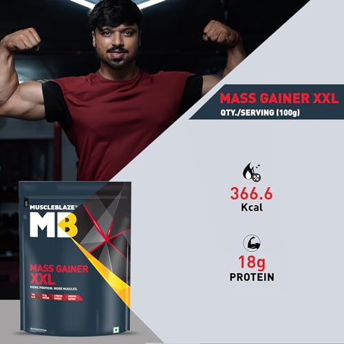MuscleBlaze Mass Gainer XXL (Chocolate, 1kg / 2.2lbs, 10 Servings) | With Complex Carbs, High Protein & Digestive Enzymes 6 MuscleBlaze Mass Gainer XXL (Chocolate, 1kg / 2.2lbs, 10 Servings) | With Complex Carbs, High Protein & Digestive Enzymes