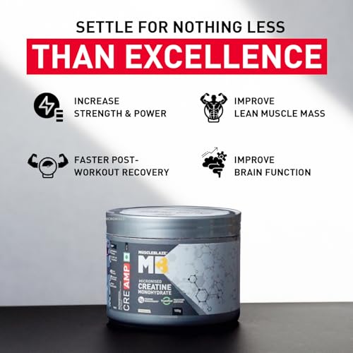 MuscleBlaze Micronised Creatine Monohydrate CreAMP Powder, Unflavoured (32 Servings, 100g) 3 MuscleBlaze Micronised Creatine Monohydrate CreAMP Powder, Unflavoured (32 Servings, 100g)