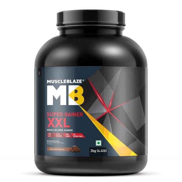 MuscleBlaze Super Gainer Xxl Powder (Chocolate,2 Kg / 4.4Lbs,20 Servings)|Muscle Mass High Protein Gainer,1 Count
