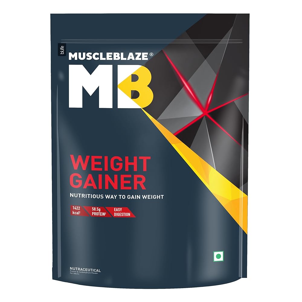 MuscleBlaze Weight Gainer with Added Digezyme (Chocolate, 1kg / 2.2lbs, 10 Servings) 1 MuscleBlaze Weight Gainer with Added Digezyme (Chocolate, 1kg / 2.2lbs, 10 Servings)