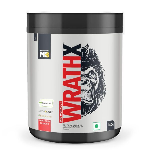 MuscleBlaze Wrathx Pre-Workout - 340 gm (0.74 Lb), Fruit Fury