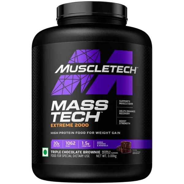 MuscleTech MassTech Extreme 2000 - 3 Kg (6.6 Lb), Triple Chocolate Brownie