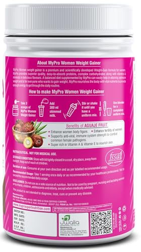 Mypro Sport Nutrition High Protein Women Weight Gainer For Increase Muscle With Full Power With (24 Vital Nutrients,3 Best Qaulity Protien) For Women (Chocolate - 500Gm) 6 Mypro Sport Nutrition High Protein Women Weight Gainer For Increase Muscle With Full Power With (24 Vital Nutrients,3 Best Qaulity Protien) For Women (Chocolate - 500Gm)